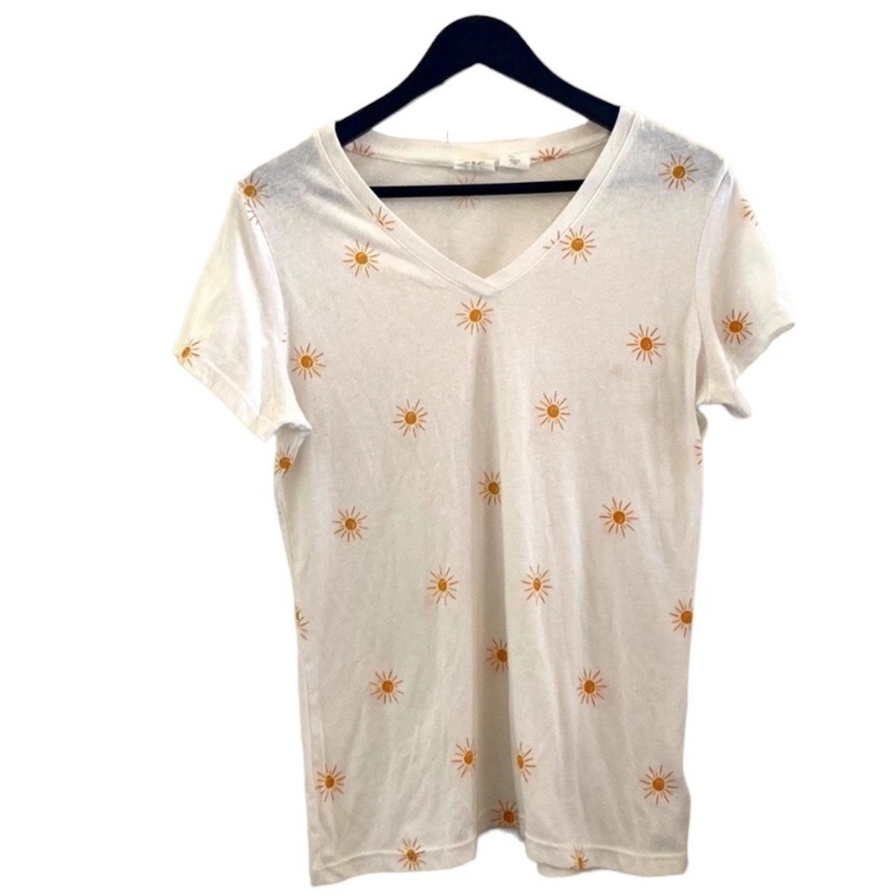 C&C California | Vneck | Short Sleeve | Sun print | Tee | Size: Large